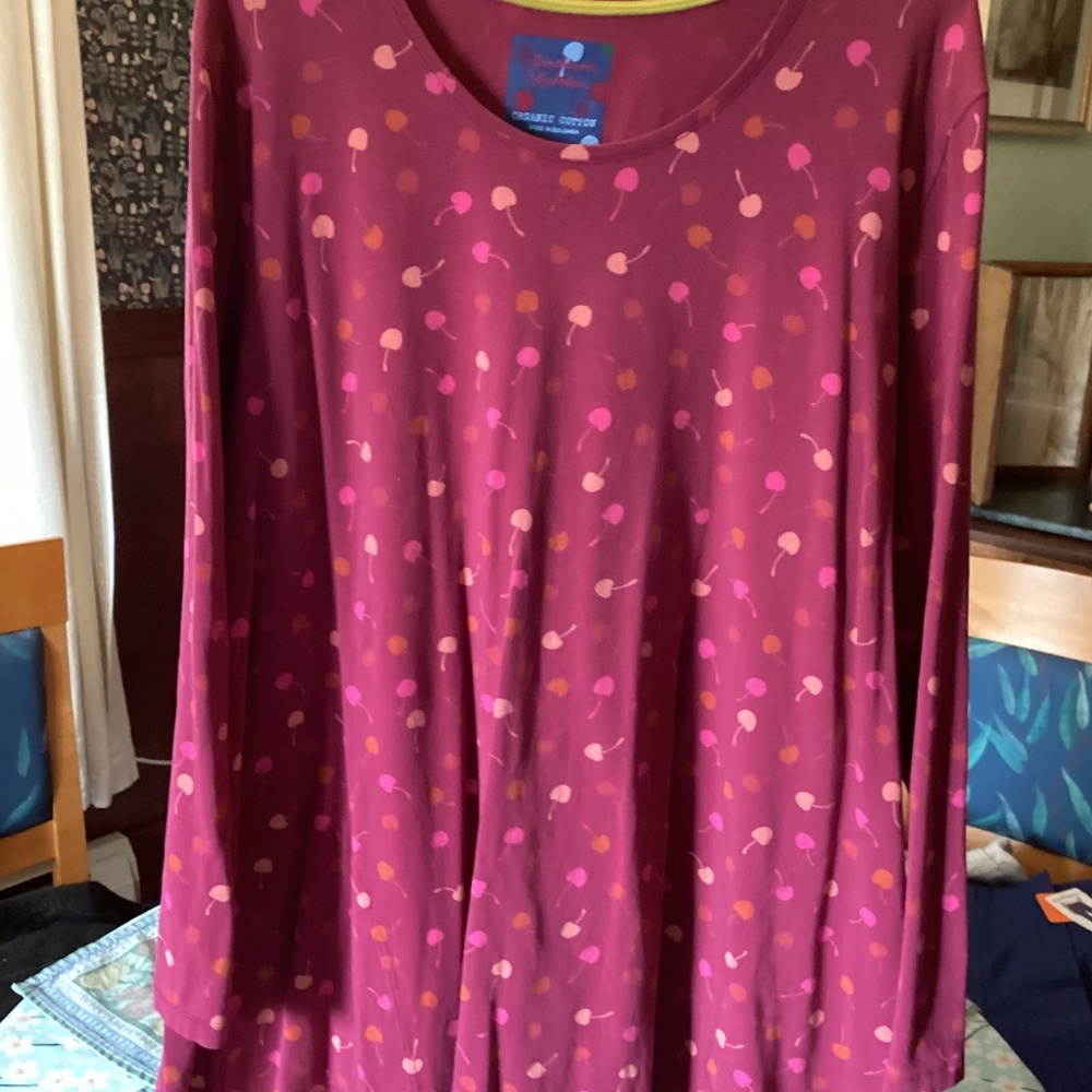 Gudrun Sjoden Edite cherry long tunic or short dress, size XL